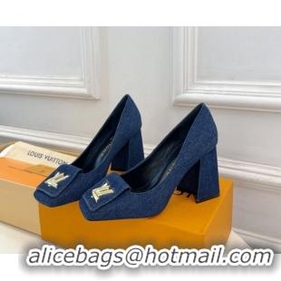 Shop Louis Vuitton Shake High Heel Pumps 8.5cm in Dark Blue Denim 608040