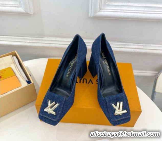 Shop Louis Vuitton Shake High Heel Pumps 8.5cm in Dark Blue Denim 608040