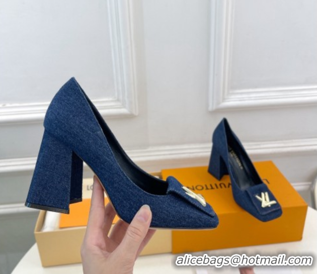 Shop Louis Vuitton Shake High Heel Pumps 8.5cm in Dark Blue Denim 608040