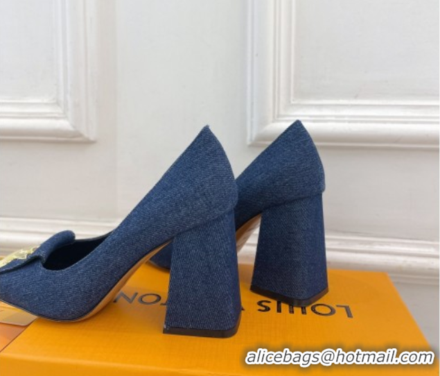 Shop Louis Vuitton Shake High Heel Pumps 8.5cm in Dark Blue Denim 608040