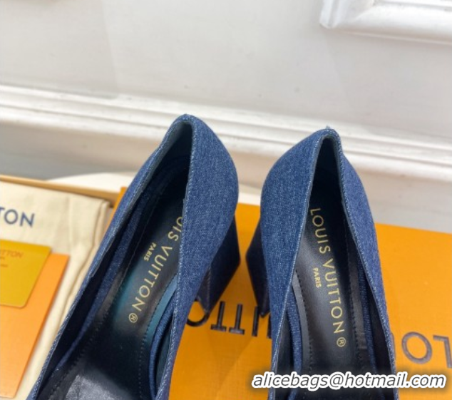 Shop Louis Vuitton Shake High Heel Pumps 8.5cm in Dark Blue Denim 608040