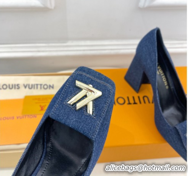 Shop Louis Vuitton Shake High Heel Pumps 8.5cm in Dark Blue Denim 608040