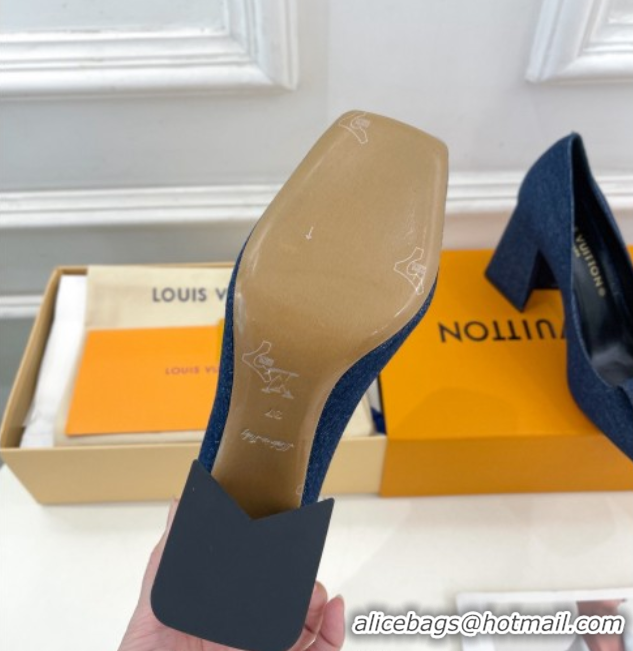 Shop Louis Vuitton Shake High Heel Pumps 8.5cm in Dark Blue Denim 608040