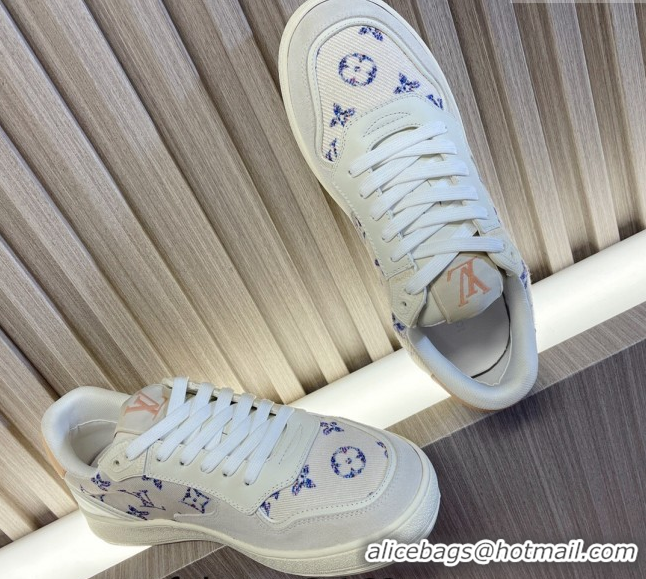 Best Price Louis Vuitton LV Stadium Sneakers in White Monogram Tweed 608041