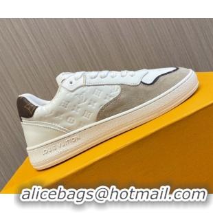 Top Grade Louis Vuitton LV Stadium Sneakers in Monogram Leather and Suede White/Grey 608042