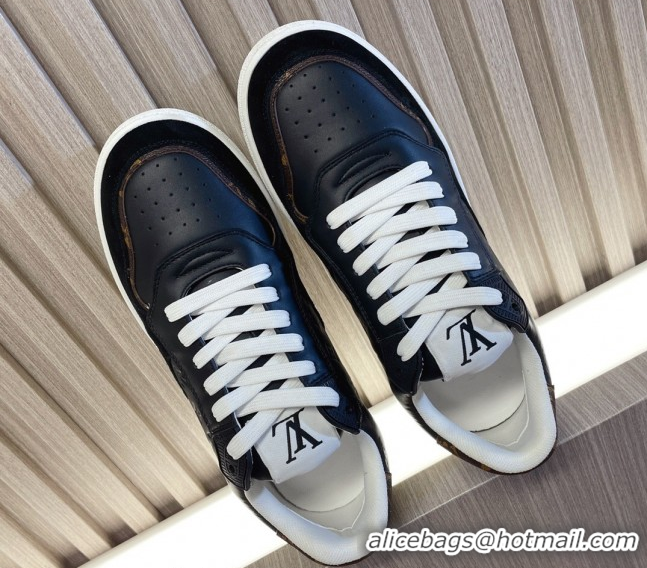 Best Quality Louis Vuitton LV Stadium Sneakers in Monogram Leather and Suede Black 608043