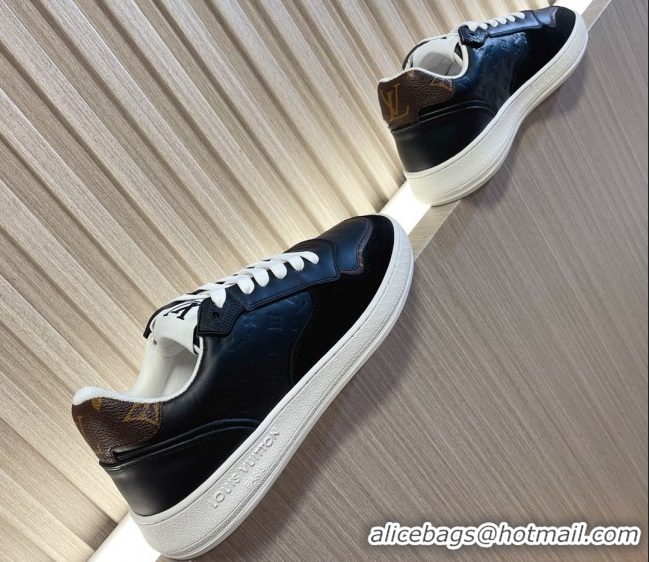 Best Quality Louis Vuitton LV Stadium Sneakers in Monogram Leather and Suede Black 608043