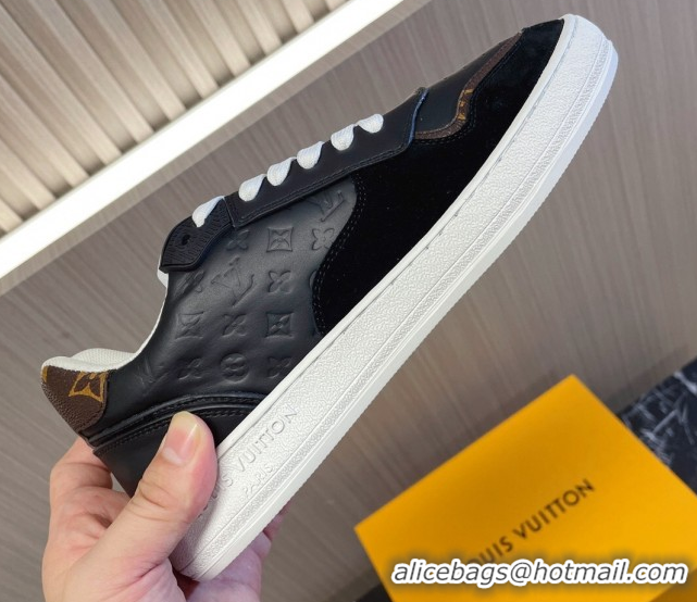 Best Quality Louis Vuitton LV Stadium Sneakers in Monogram Leather and Suede Black 608043