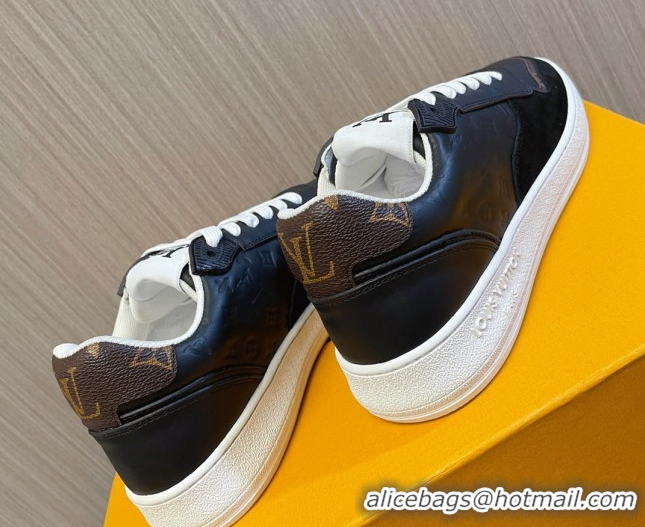 Best Quality Louis Vuitton LV Stadium Sneakers in Monogram Leather and Suede Black 608043