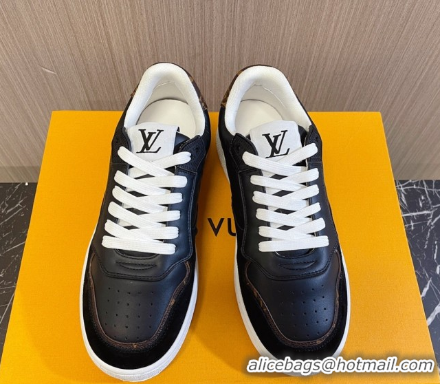 Best Quality Louis Vuitton LV Stadium Sneakers in Monogram Leather and Suede Black 608043