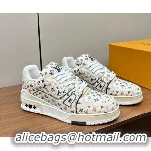 Luxurious Louis Vuitton LV Trainer Sneakers Monogram-printed Leather White 611001