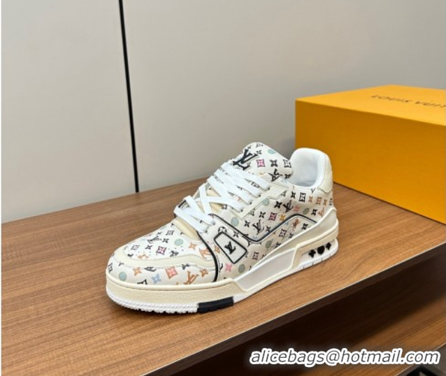 Luxurious Louis Vuitton LV Trainer Sneakers Monogram-printed Leather White 611001