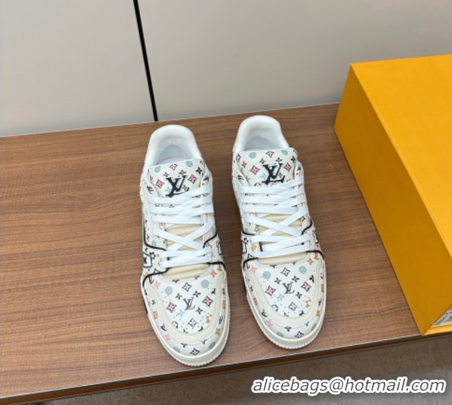 Luxurious Louis Vuitton LV Trainer Sneakers Monogram-printed Leather White 611001