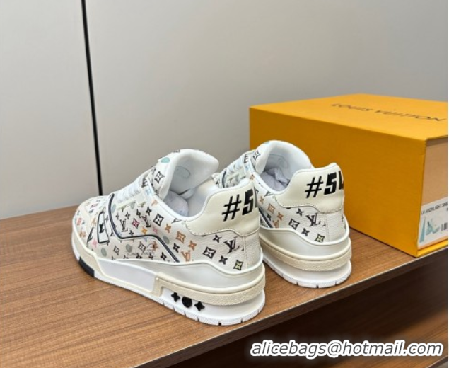 Luxurious Louis Vuitton LV Trainer Sneakers Monogram-printed Leather White 611001