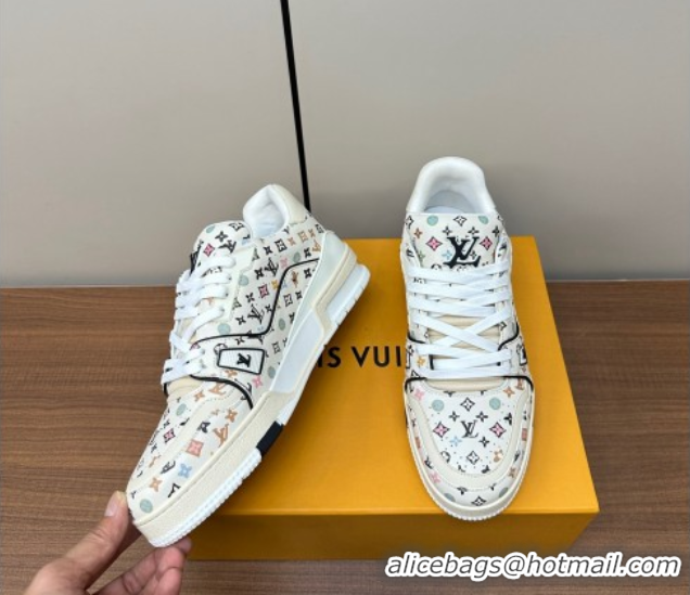 Luxurious Louis Vuitton LV Trainer Sneakers Monogram-printed Leather White 611001