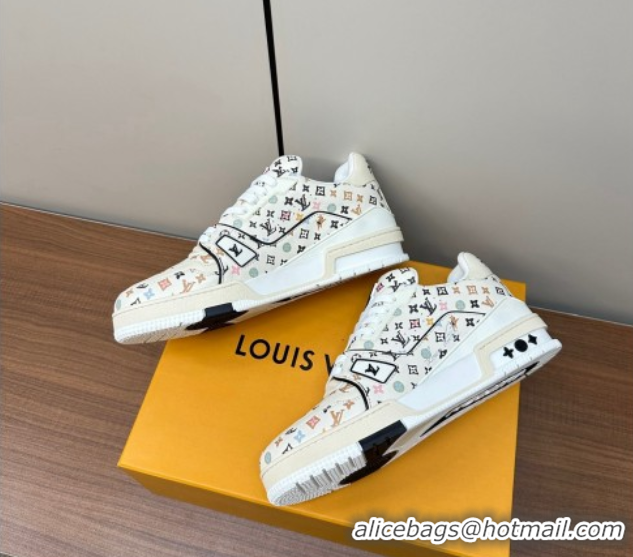 Luxurious Louis Vuitton LV Trainer Sneakers Monogram-printed Leather White 611001