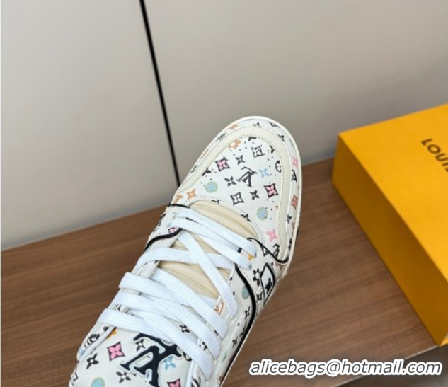 Luxurious Louis Vuitton LV Trainer Sneakers Monogram-printed Leather White 611001