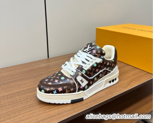 Best Product Louis Vuitton LV Trainer Sneakers Monogram-printed Leather Brown 611002