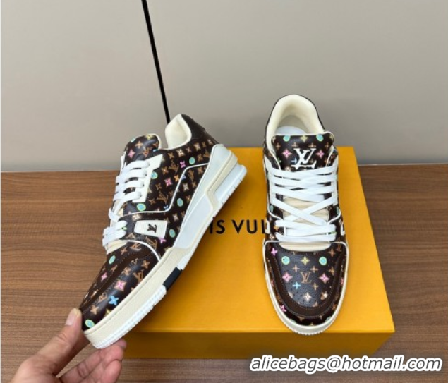 Best Product Louis Vuitton LV Trainer Sneakers Monogram-printed Leather Brown 611002