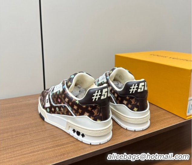 Best Product Louis Vuitton LV Trainer Sneakers Monogram-printed Leather Brown 611002