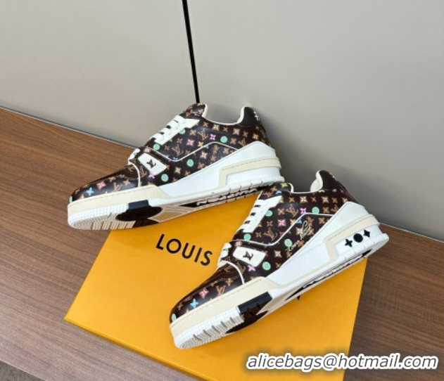 Best Product Louis Vuitton LV Trainer Sneakers Monogram-printed Leather Brown 611002