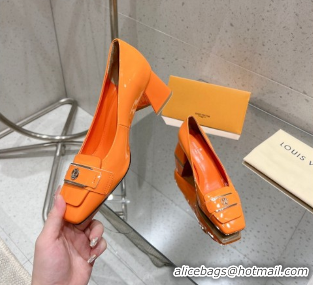 Good Quality Louis Vuitton Moonlight Pumps 4.5cm in Patent Leather Orange 611003