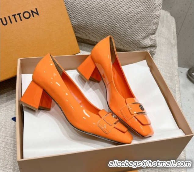 Good Quality Louis Vuitton Moonlight Pumps 4.5cm in Patent Leather Orange 611003