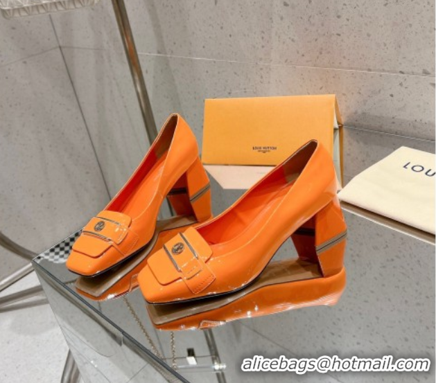 Good Quality Louis Vuitton Moonlight Pumps 4.5cm in Patent Leather Orange 611003