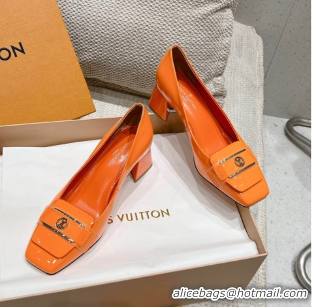 Good Quality Louis Vuitton Moonlight Pumps 4.5cm in Patent Leather Orange 611003