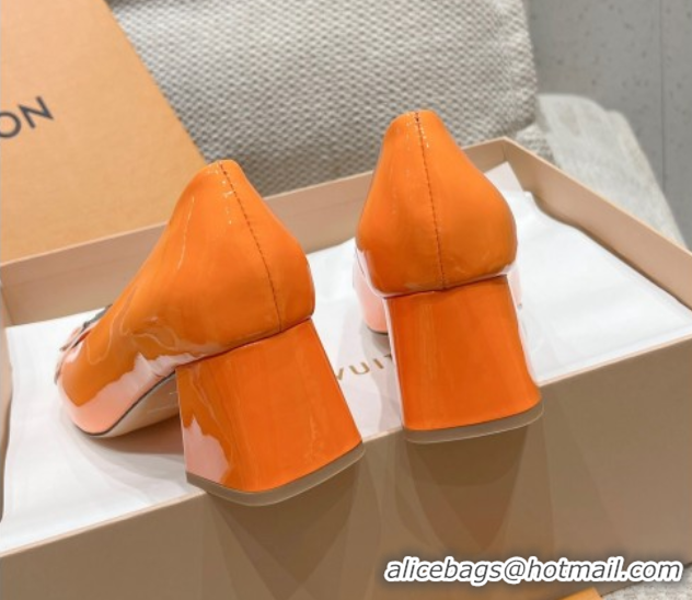 Good Quality Louis Vuitton Moonlight Pumps 4.5cm in Patent Leather Orange 611003