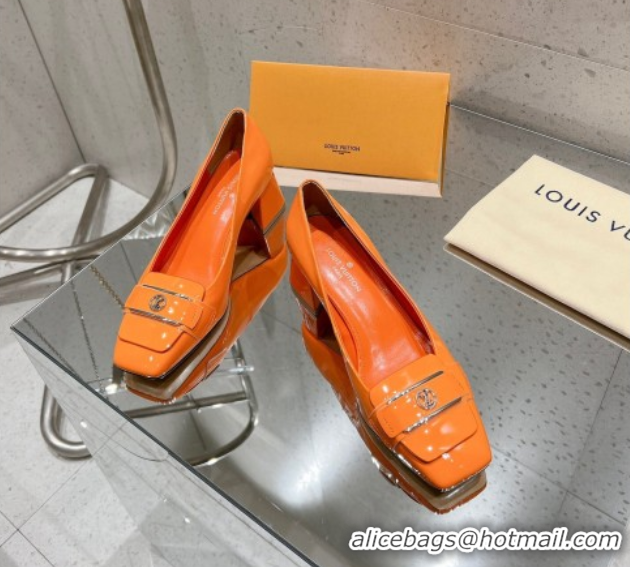 Good Quality Louis Vuitton Moonlight Pumps 4.5cm in Patent Leather Orange 611003