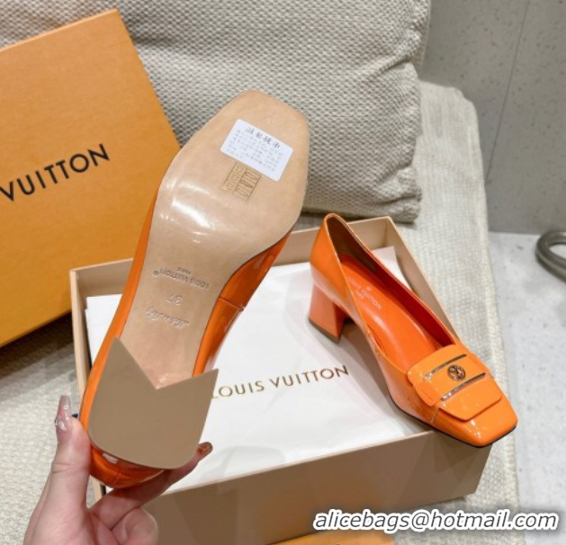 Good Quality Louis Vuitton Moonlight Pumps 4.5cm in Patent Leather Orange 611003