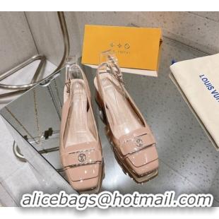 Super Quality Louis Vuitton Moonlight Slingback Pump 4.5cm in Patent Leather Light Pink 611007