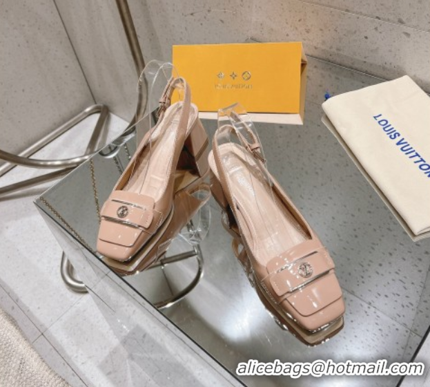 Super Quality Louis Vuitton Moonlight Slingback Pump 4.5cm in Patent Leather Light Pink 611007