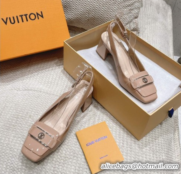 Super Quality Louis Vuitton Moonlight Slingback Pump 4.5cm in Patent Leather Light Pink 611007