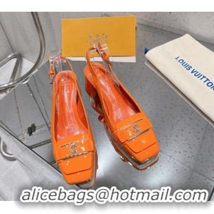 Affordable Price Louis Vuitton Moonlight Slingback Pump 4.5cm in Patent Leather Orange 611008