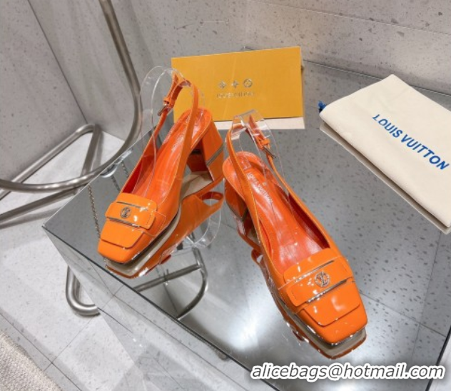 Affordable Price Louis Vuitton Moonlight Slingback Pump 4.5cm in Patent Leather Orange 611008