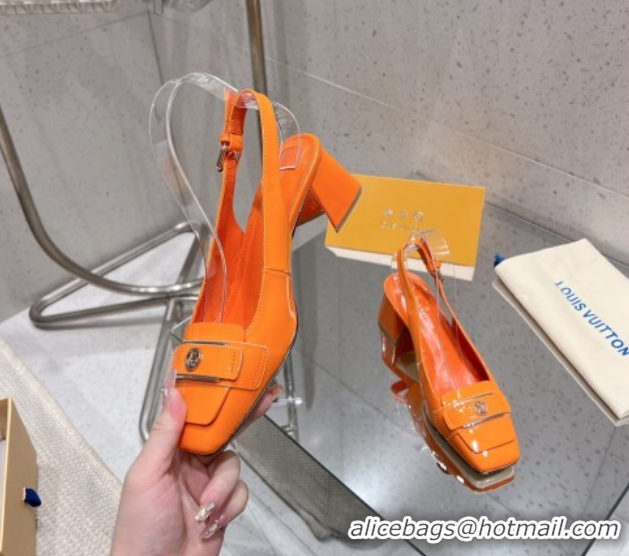 Affordable Price Louis Vuitton Moonlight Slingback Pump 4.5cm in Patent Leather Orange 611008