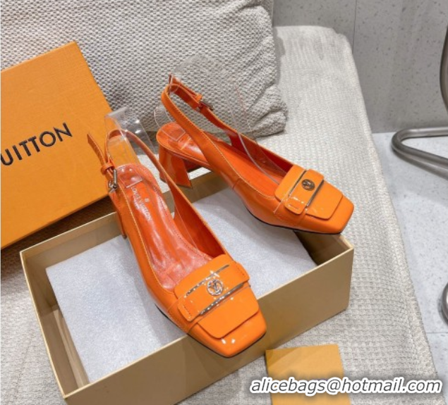 Affordable Price Louis Vuitton Moonlight Slingback Pump 4.5cm in Patent Leather Orange 611008