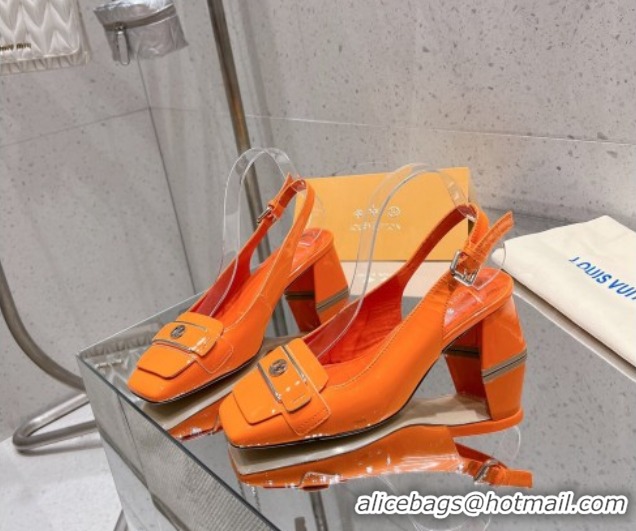 Affordable Price Louis Vuitton Moonlight Slingback Pump 4.5cm in Patent Leather Orange 611008