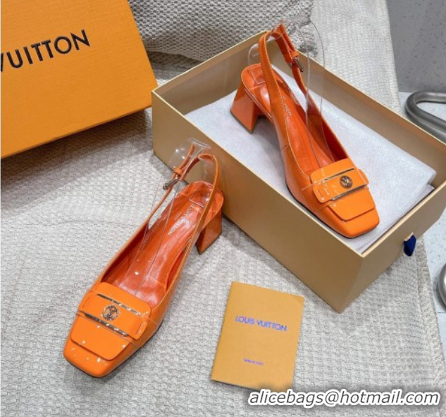 Affordable Price Louis Vuitton Moonlight Slingback Pump 4.5cm in Patent Leather Orange 611008