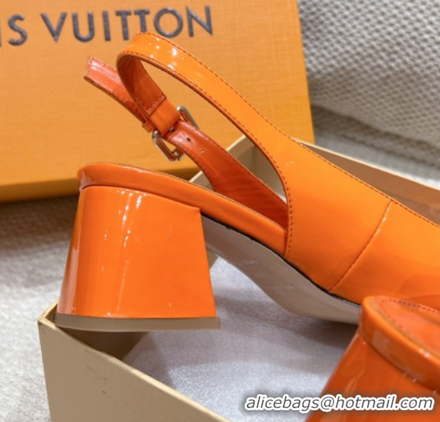 Affordable Price Louis Vuitton Moonlight Slingback Pump 4.5cm in Patent Leather Orange 611008