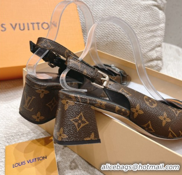 Good Looking Louis Vuitton Moonlight Slingback Pump 4.5cm in Monogram Canvas 611009