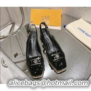 Big Discount Louis Vuitton Moonlight Slingback Pump 4.5cm in Patent Leather Black 611010