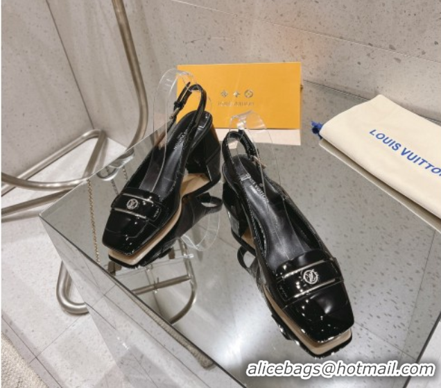 Big Discount Louis Vuitton Moonlight Slingback Pump 4.5cm in Patent Leather Black 611010