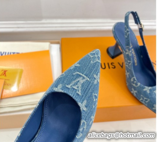 Durable Louis Vuitton Monogram Denim Slingback Pump 8.5cm Blue 611011