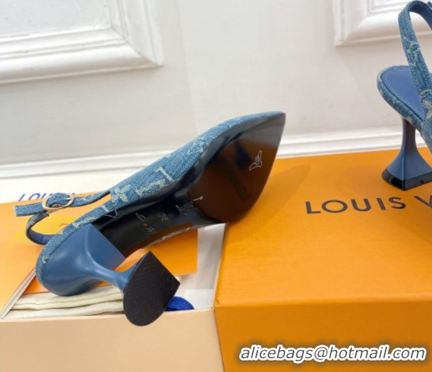 Durable Louis Vuitton Monogram Denim Slingback Pump 8.5cm Blue 611011