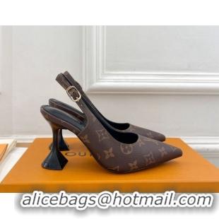 Perfect Louis Vuitton Monogram Canvas Slingback Pump 8.5cm Brown 611012