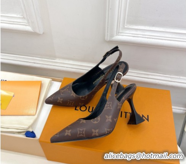 Perfect Louis Vuitton Monogram Canvas Slingback Pump 8.5cm Brown 611012