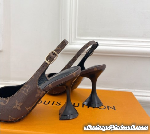 Perfect Louis Vuitton Monogram Canvas Slingback Pump 8.5cm Brown 611012